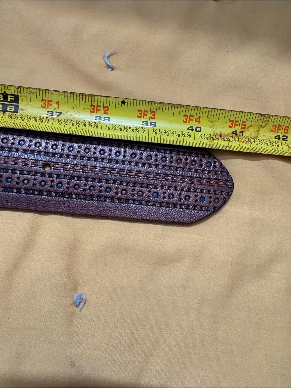 Men's Brown Leather Studded Belt with Decorative Buckle